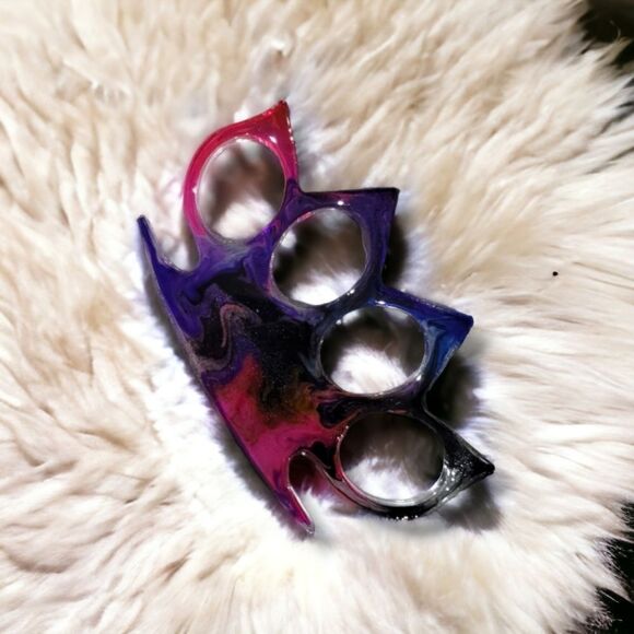 🖤Pink Clear Marble Brass Knuckles (Z110) - Picture 1 of 5